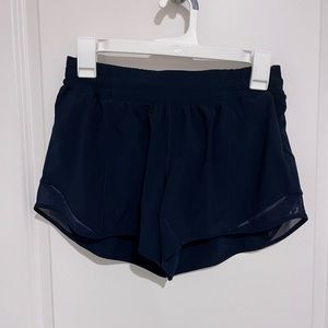 Navy Lululemon hotty hot shorts size 8 4”